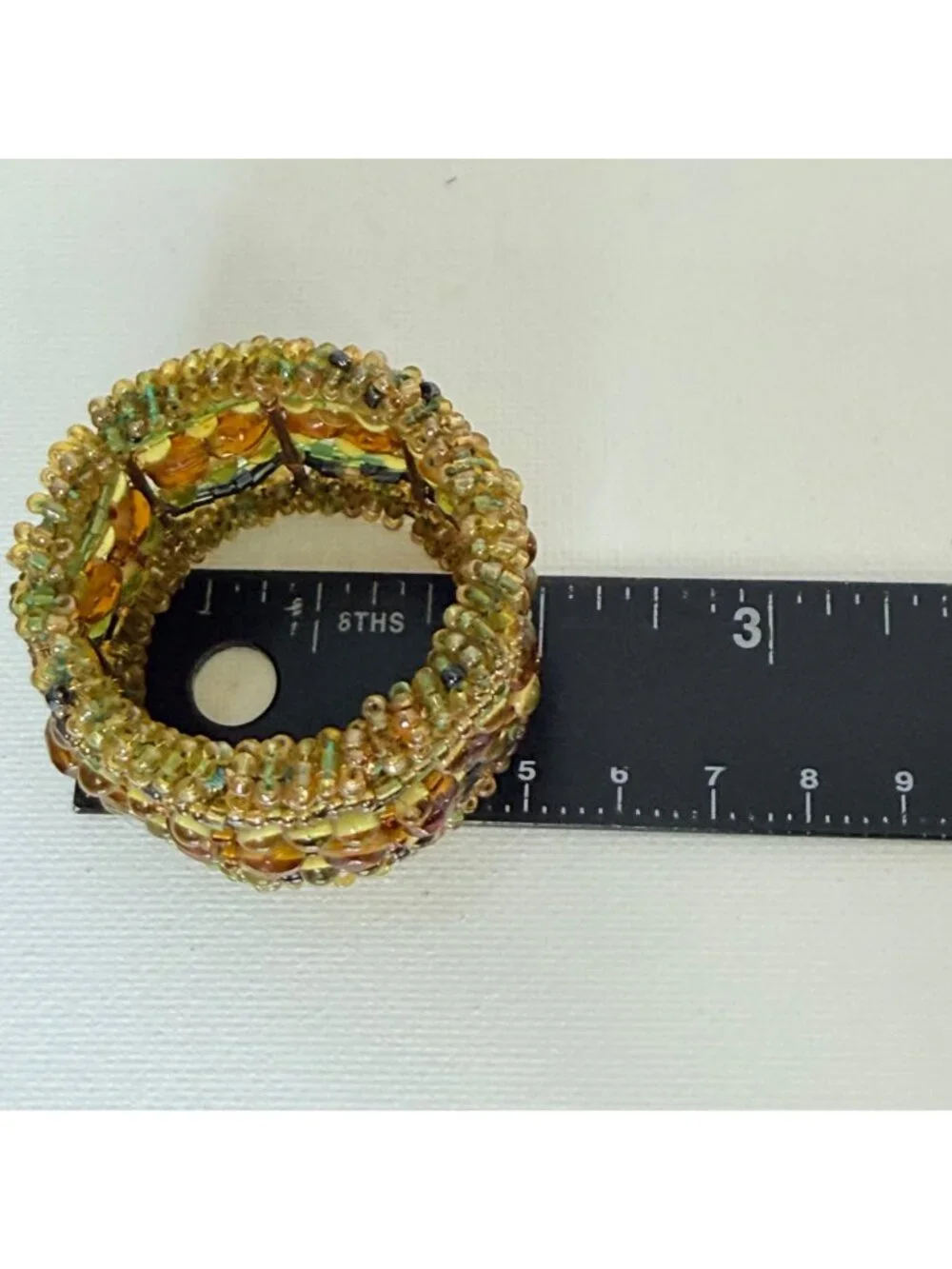 Vintage Pier 1 Imports Beaded Napkin Rings Set 4 Boho Fall Rustic Table Decor